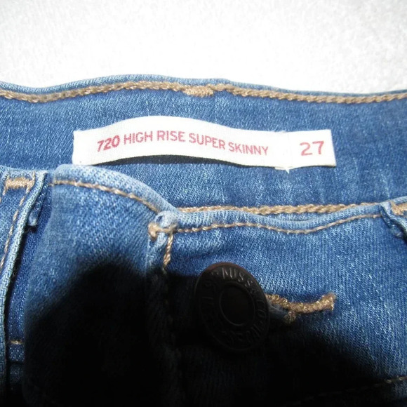LEVI’S 720 High Rise Super Skinny Distressed Medium Wash Jeans Size 27 - Picture 5 of 7